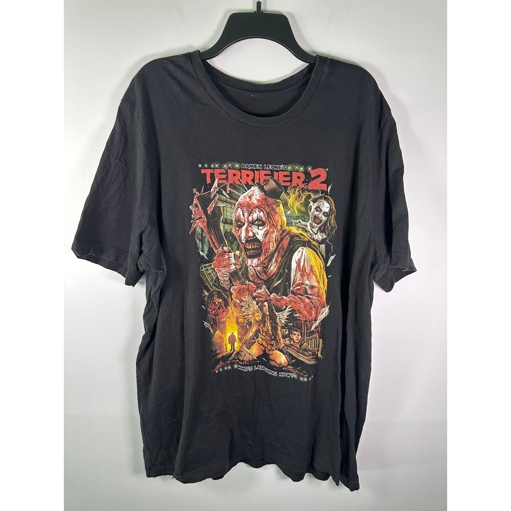 Terrifier 2 Damien Leones T-Shirt Mens 3XL Black Horror Movie Graphic Clown Tee